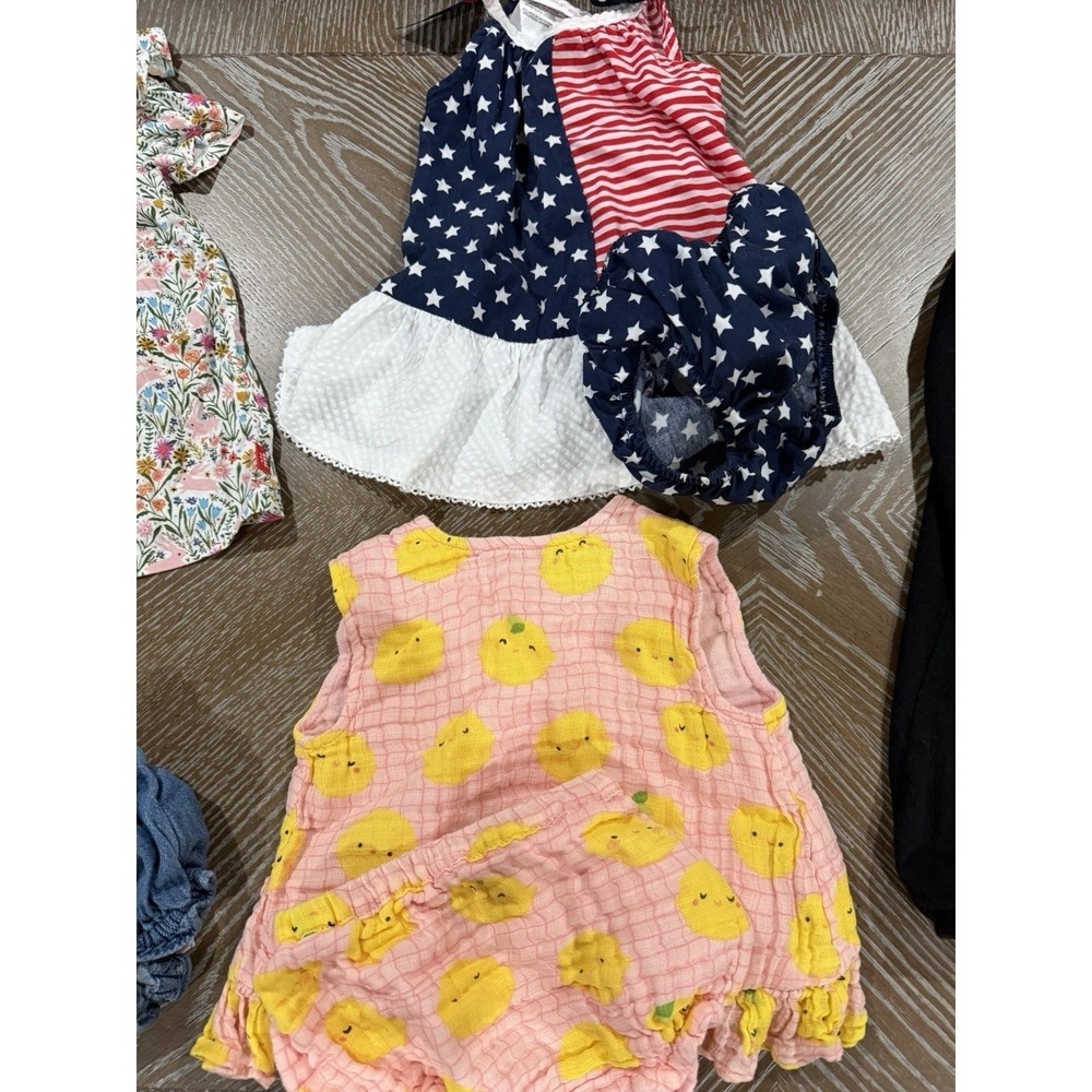 Baby Girl Clothing Bundle Old Navy Floral Patriotic Jumpsuit Bloomers Lot 3-6M - Picture 3 of 4